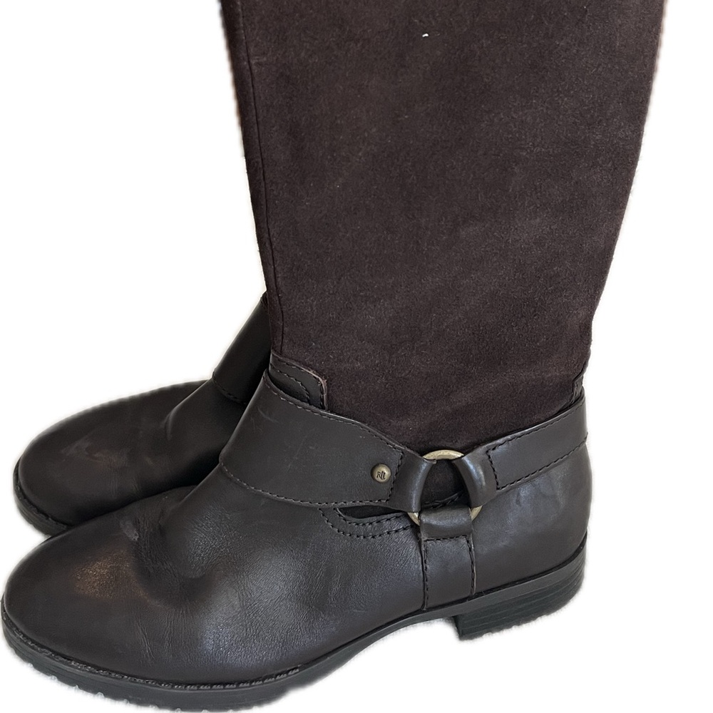Leather/suede brown tall boots - Picture 7 of 8